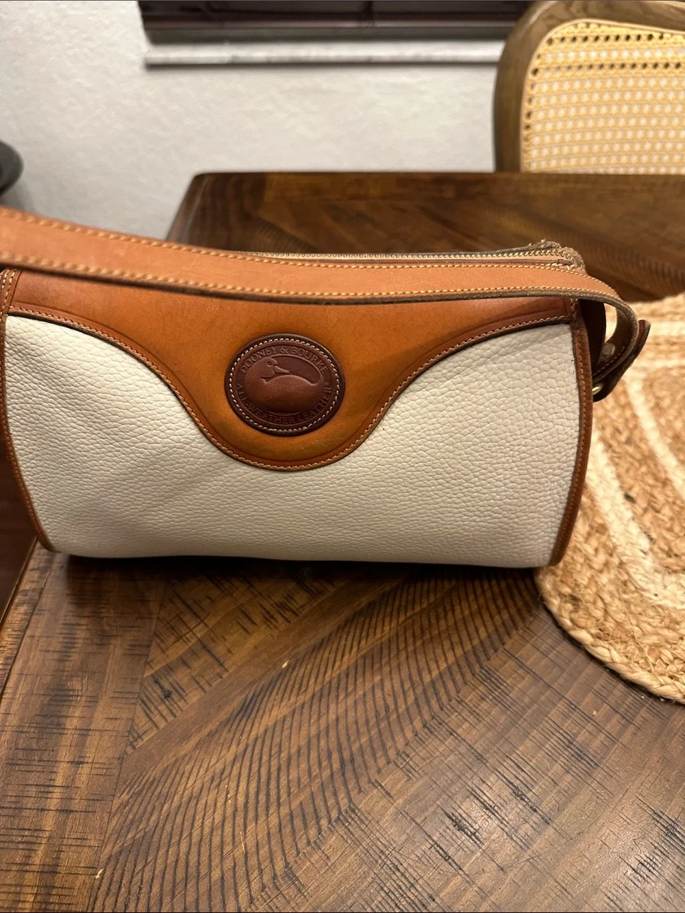 Dooney & Bourke Cream and Tan Leather Crossbody Bag - Picture 13 of 14